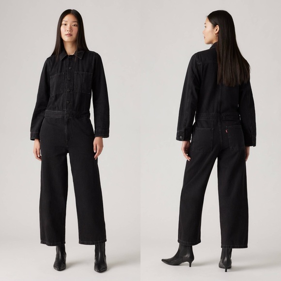 Levi's Pants - Levi's Premium ICONIC JUMPSUIT Black Denim One Piece Jeans Medium New NWT $128